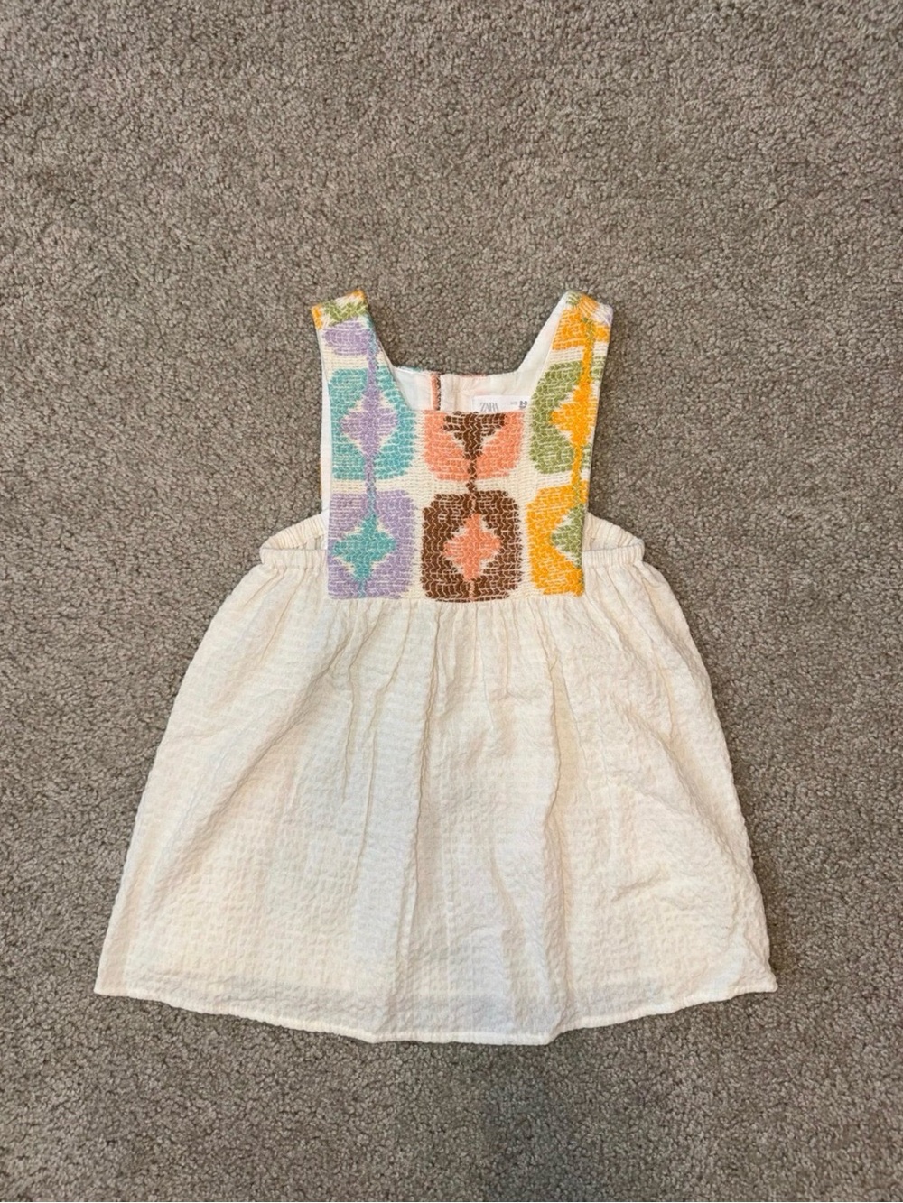 ZARA Cream Dress with Multicolor Embroidery